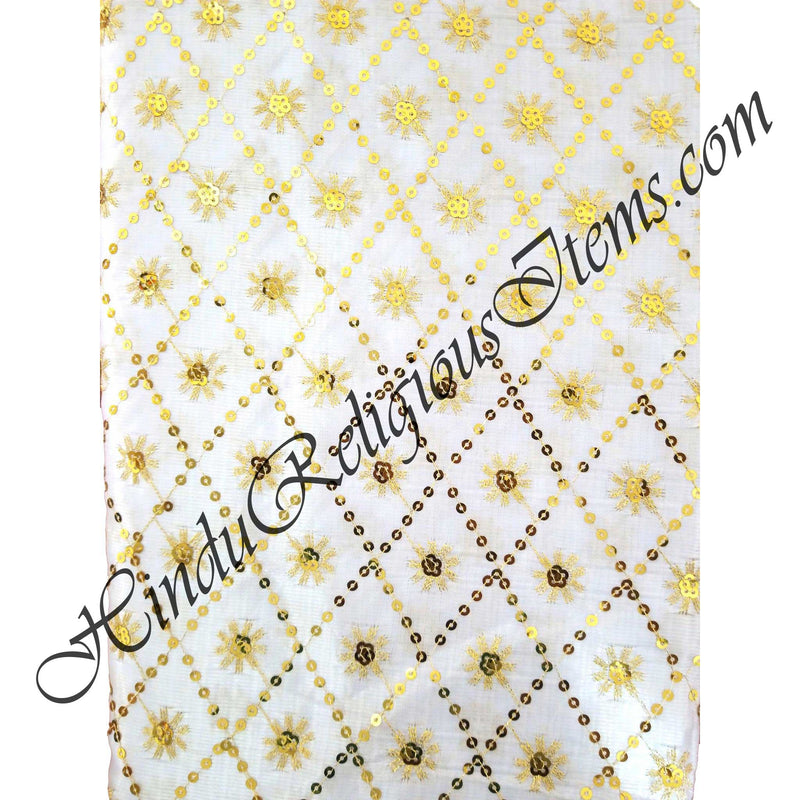 Satin With Diamond Shape Tikli Work Fabric/ Kapad [SDTW]
