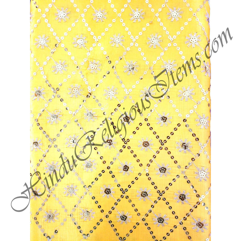 Satin With Diamond Shape Tikli Work Fabric/ Kapad [SDTW]