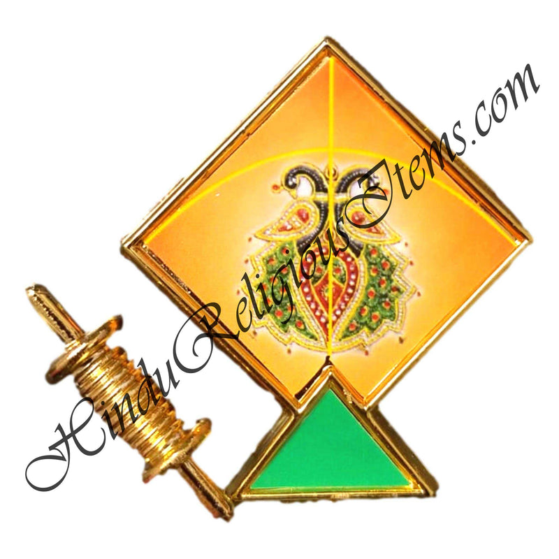 Golden Metal Meenakari Kite(Patang) and Charkha (Firki) Set - Uttarayan Special