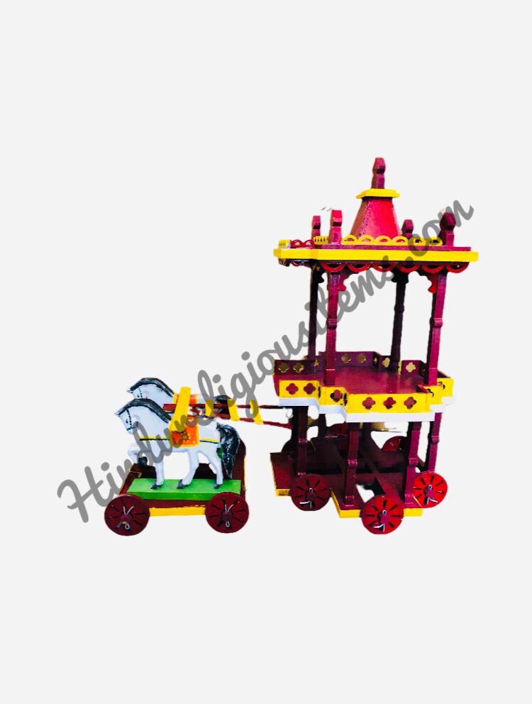 MDF Wooden Rath (Chariot) With Pair of Horse