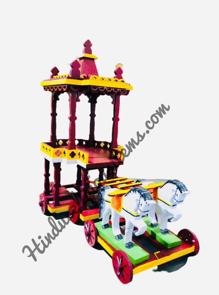 MDF Wooden Rath (Chariot) With Pair of Horse