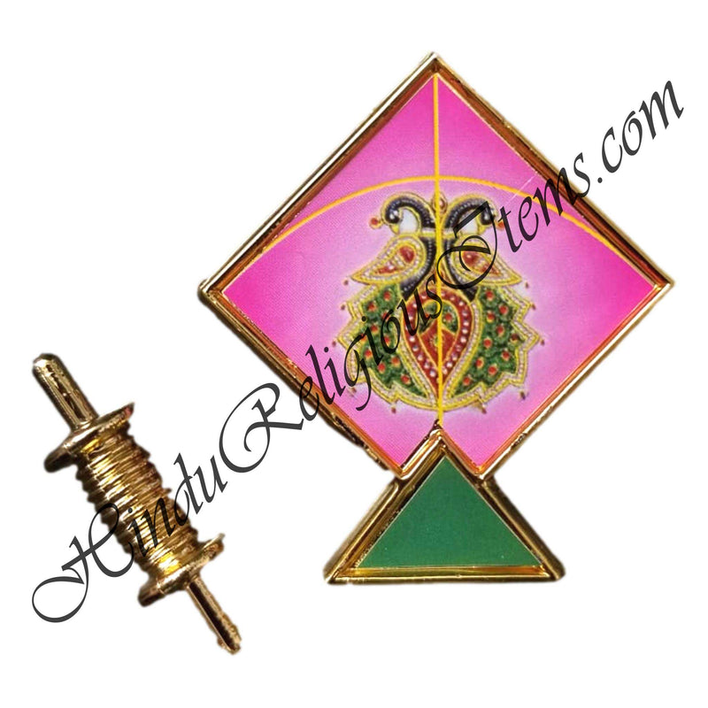 Golden Metal Meenakari Kite(Patang) and Charkha (Firki) Set - Uttarayan Special