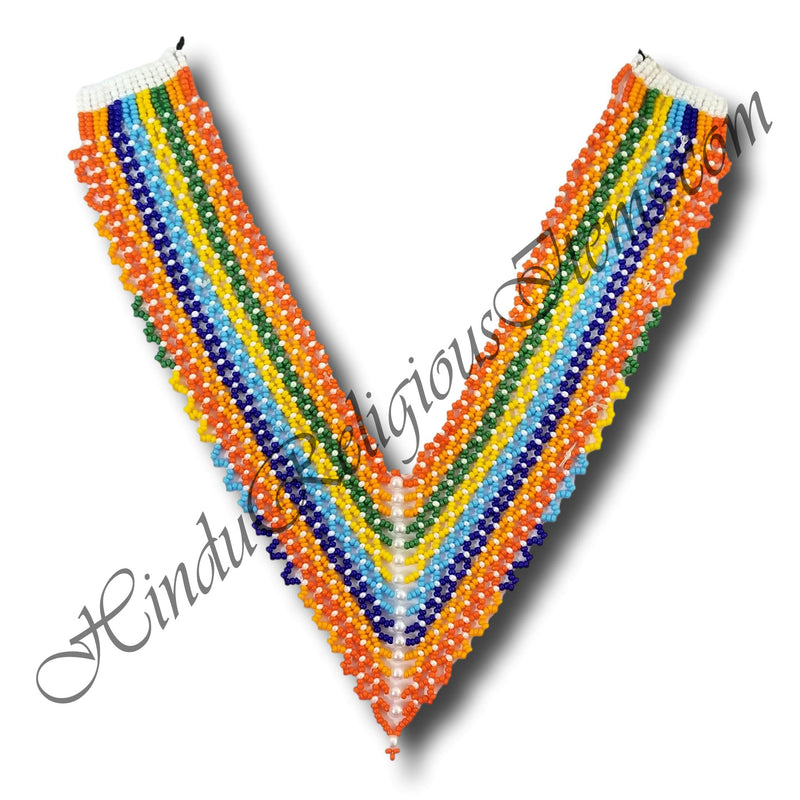 High-Quality Multicolored Moti Crisscross Pattern Gadi Mala