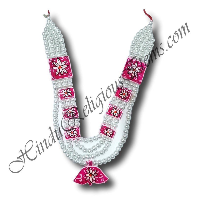 High Quality Gadi Mala (Haar) Made Of White Moti With Chhep Padak and Pendant  (M-60)