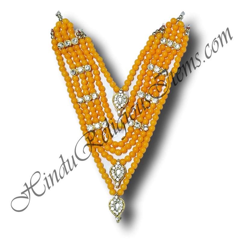 Gadi Mala Made Of Colored Moti With Leaf Shape Diamond Pendant (Set of 4) (M-67)