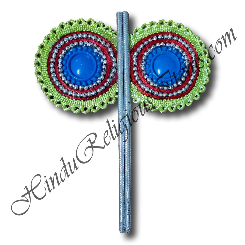 Color Net Frill Fans (Pankha) With Moti Decoration(FP-7)