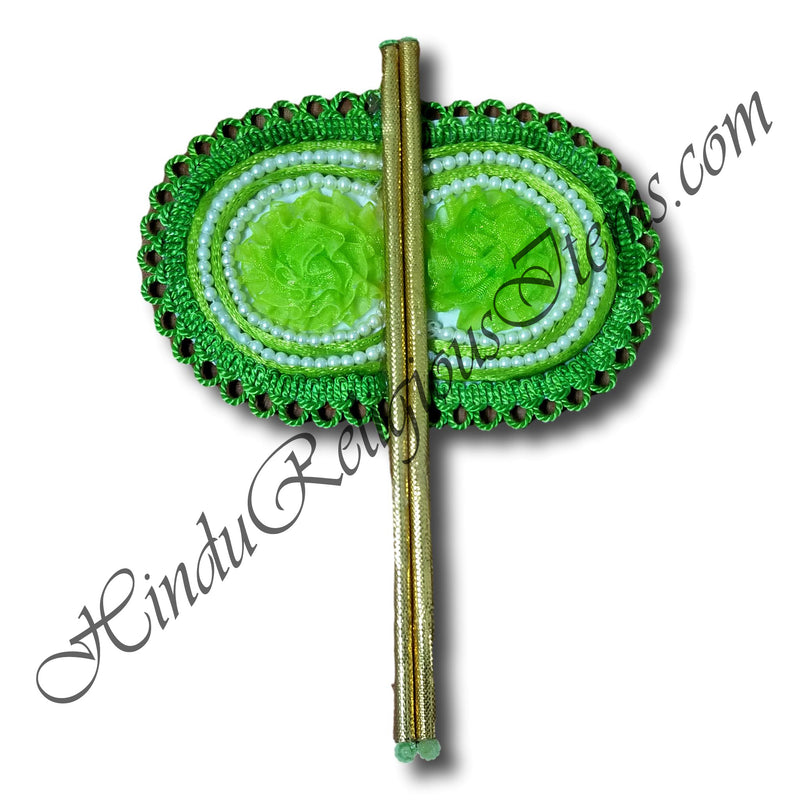 Color Net Frill Fans (Pankha) With Moti Decoration(FP-7)