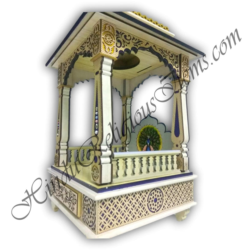 MDF Folding Mandir/ Bungalow With Carving and Light
