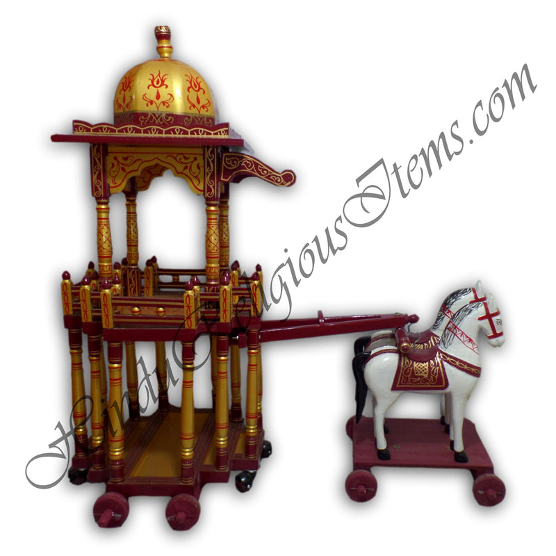 Sagwan Sankheda Style Rath With Horse