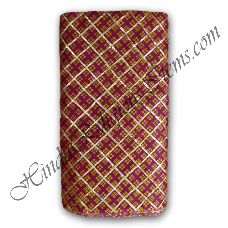 Cotton Chofuli Bandhani/ Chundadi With Criss Cross Golden Or Silver Lace Fabric/ Kapad(CCBGSL)