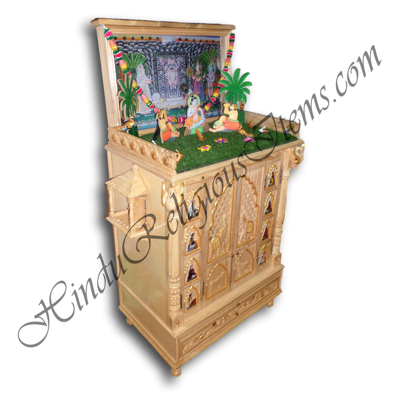 Wooden Mandir / Haveli (Temple) with Movable Parts