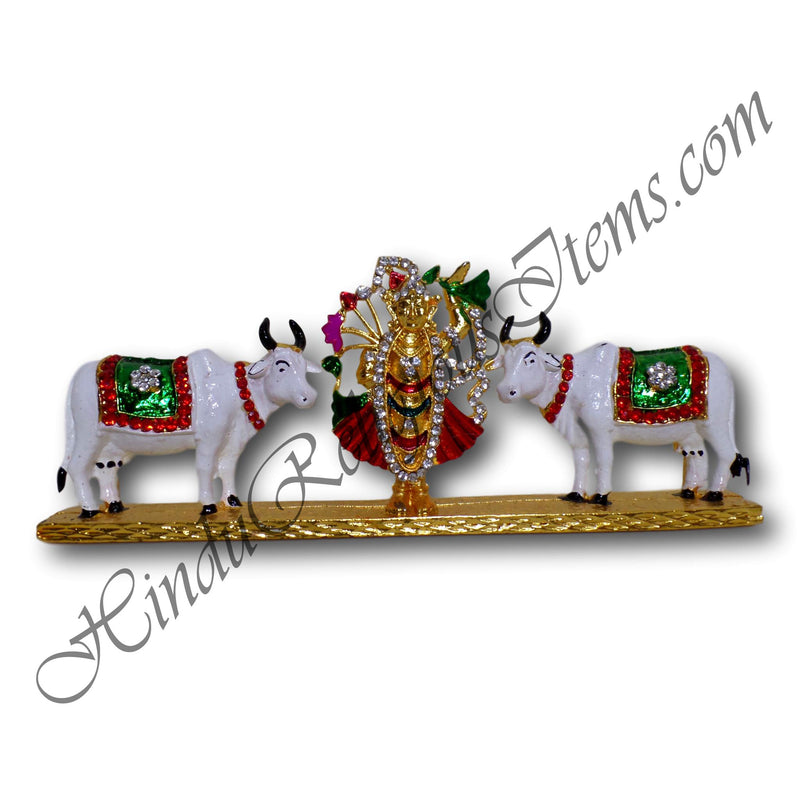 Decorative Shreenathji With Two Cows  For Car Decks or Gift