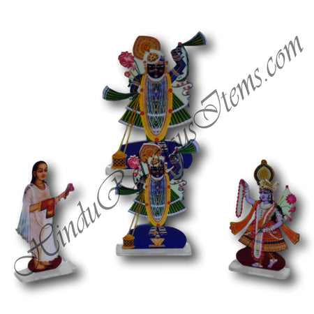 Individual GovardhannathJi, Yamunaji, Mahaprabhuji Swarup Acrylic Cut-Outs with Stand