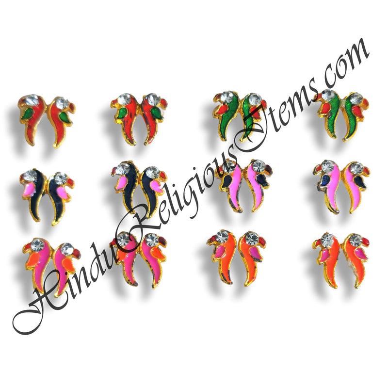 Meenakari Parrot Shape Kundal (Earring) With Diamond