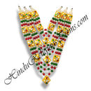 Premium Quality Coloured Moti Gadi Mala With Golden Square Choki(Set of 3)