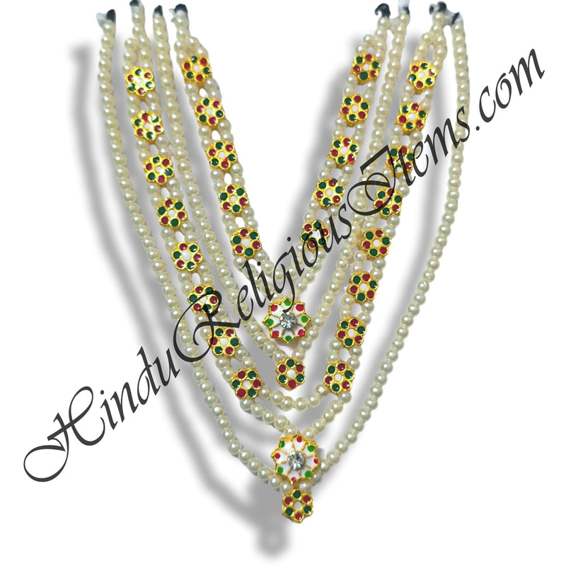 Premium Quality Moti Gadi Mala With Meenakari Choki & Flower Shape  Pendent (Set of 4)