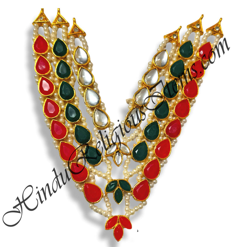 Premium Quality Moti Gadi Mala With Square Meenakari Choki Traval