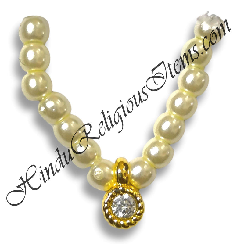 Premium Quality White Moti Kanthshree Mala With AD Pendant