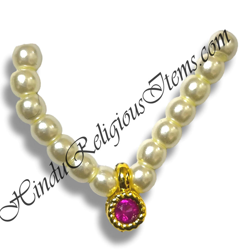 Premium Quality White Moti Kanthshree Mala With AD Pendant