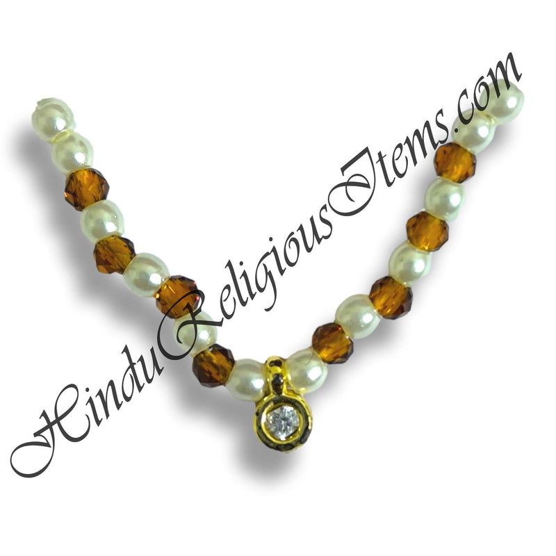 Premium Quality White Moti With Color Crystal Kanthshree Mala With AD Pendant