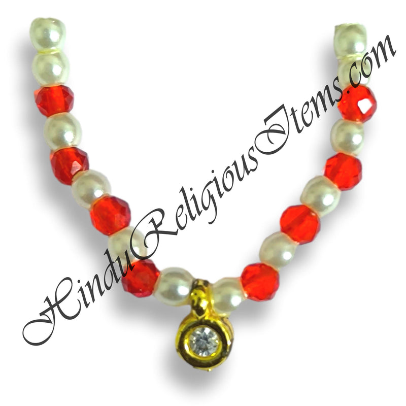 Premium Quality White Moti With Color Crystal Kanthshree Mala With AD Pendant