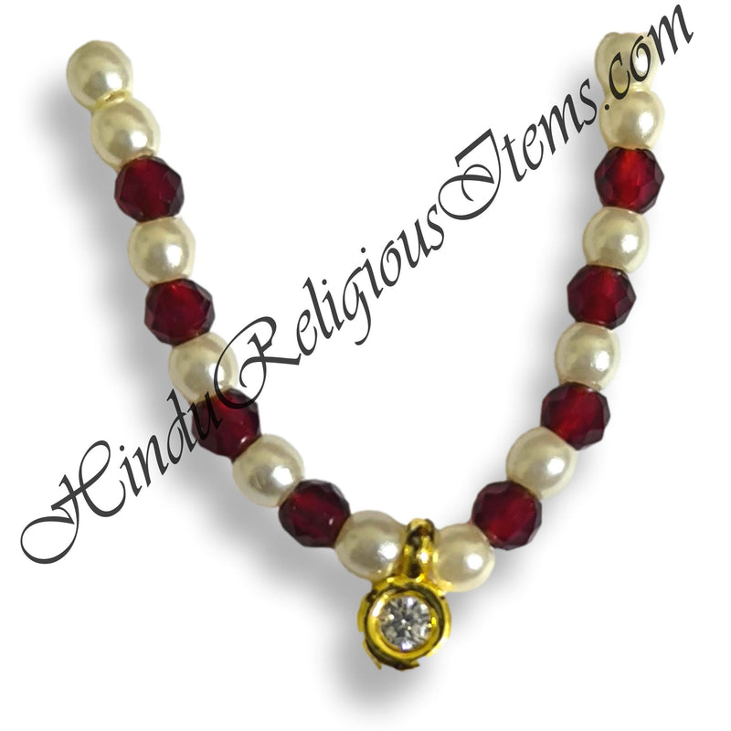 Premium Quality White Moti With Color Crystal Kanthshree Mala With AD Pendant