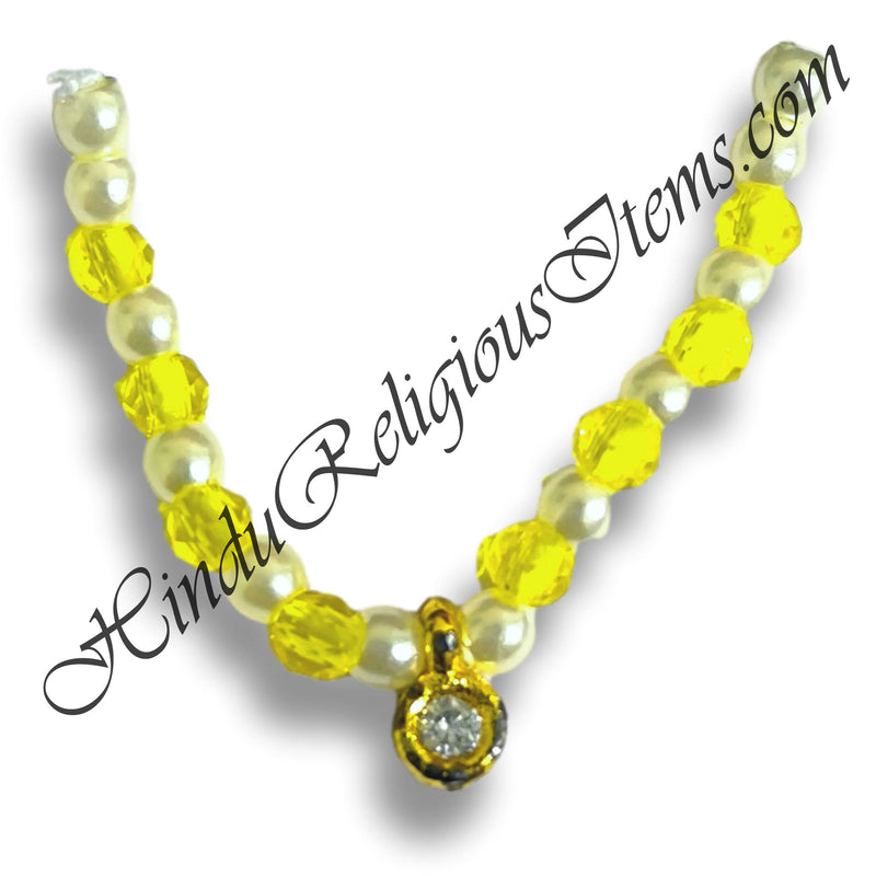 Premium Quality White Moti With Color Crystal Kanthshree Mala With AD Pendant