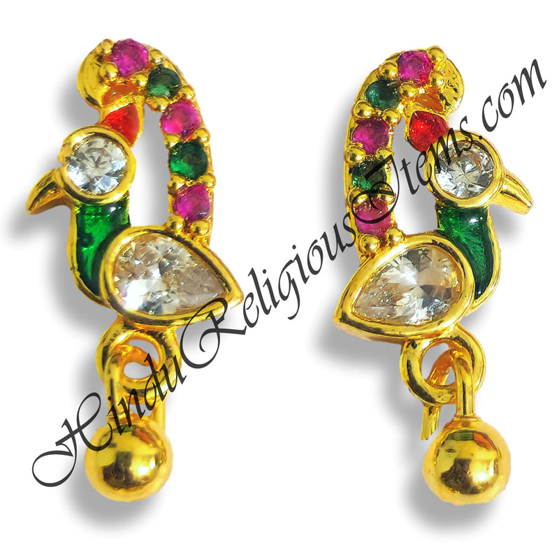 Premium Quality Peacock Shape Kundal With AD Diamond