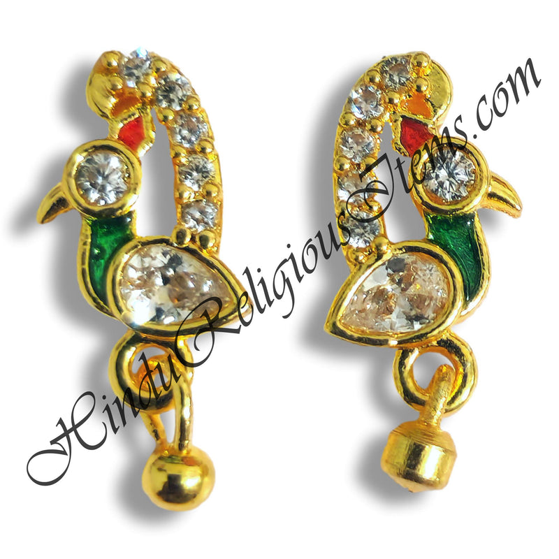 Premium Quality Peacock Shape Kundal With AD Diamond