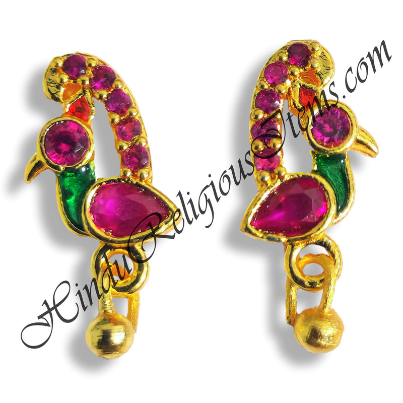 Premium Quality Peacock Shape Kundal With AD Diamond