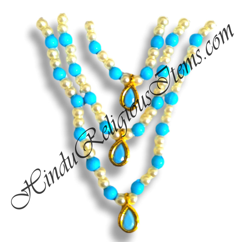 Premium Quality White Moti With Colour Moti Mala With Ad Pendant(Set of 3)