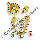 Premium Quality Golden Metal With Meenakari Chitraji Set With Kamal Shape Pendant