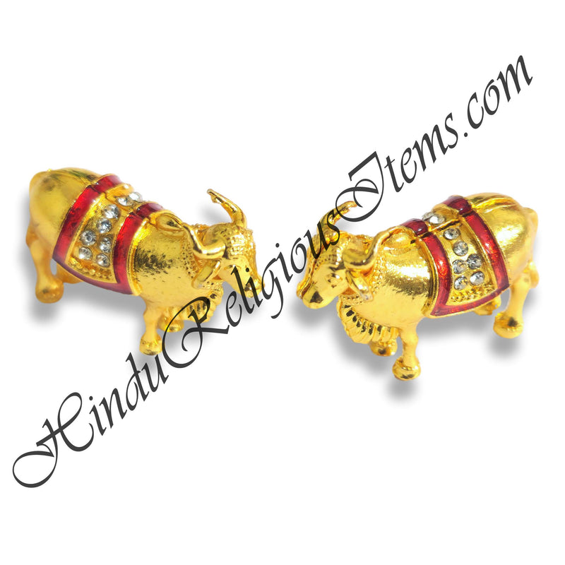 Meenakari Nang(Diamond) Gold Metal Animal Khilona Pair (Set of 2)