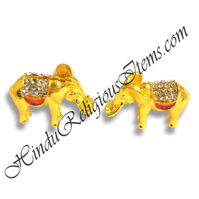 Meenakari Nang(Diamond) Gold Metal Animal Khilona Pair (Set of 2)