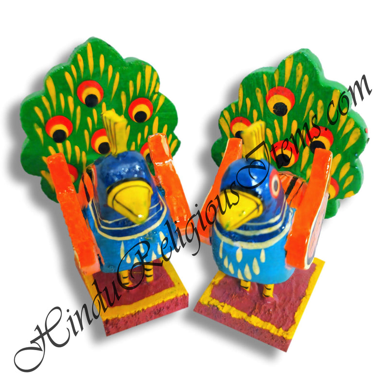 High-Quality Wooden Parrot And Peacock