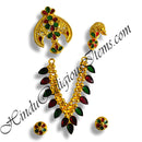 Premium Quality Golden Metal Chitraji Mala Set With Leaf Shape Pendant