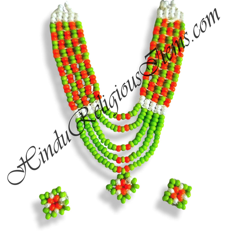 Premium Quality Multi-Colour Moti Mala With Kundal Set