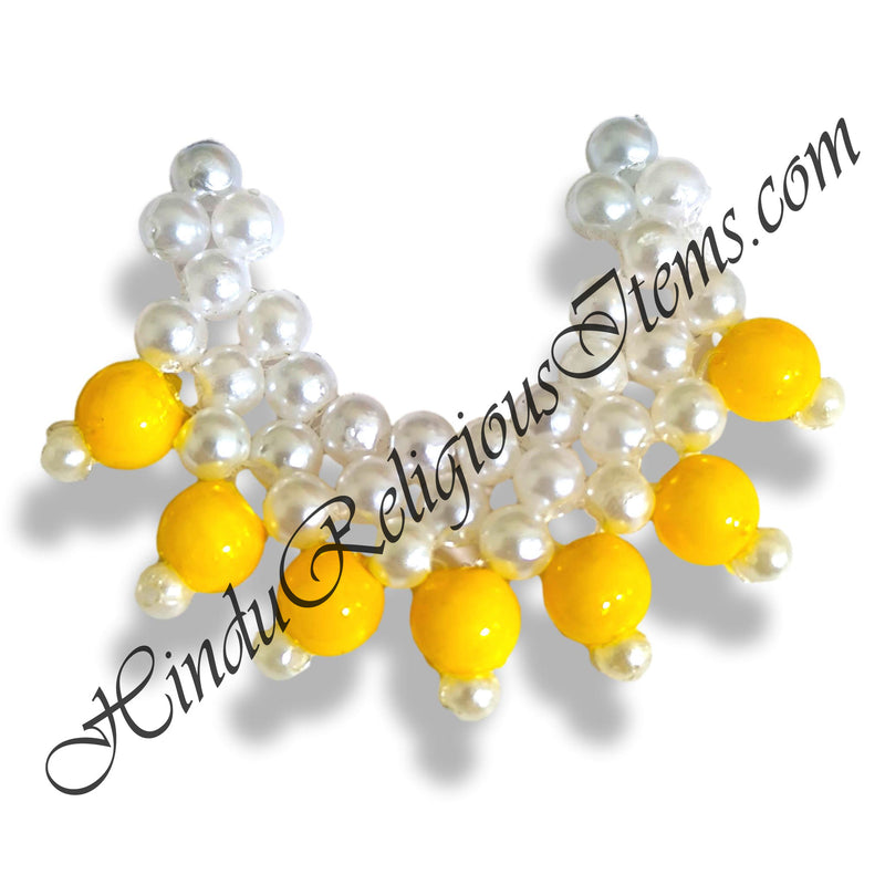 Premium Quality White Moti Haas Mala With Colour Moti