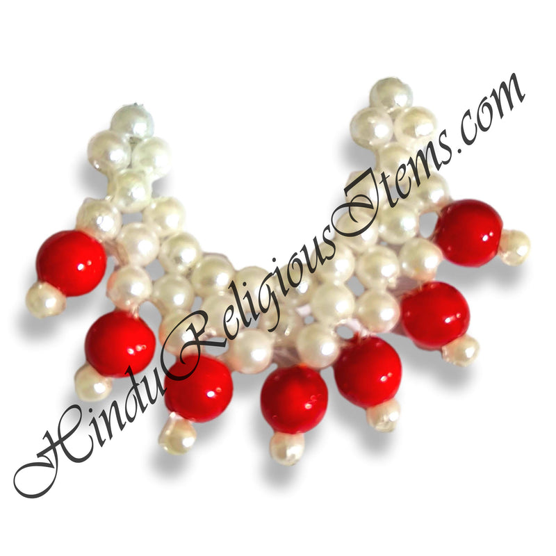 Premium Quality White Moti Haas Mala With Colour Moti