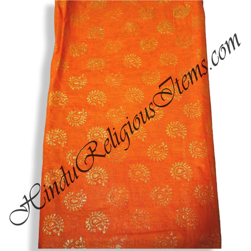 Cotton With Basma Chappa With Golden Large Keri Print Fabric/Kapad(CBCGLKP)