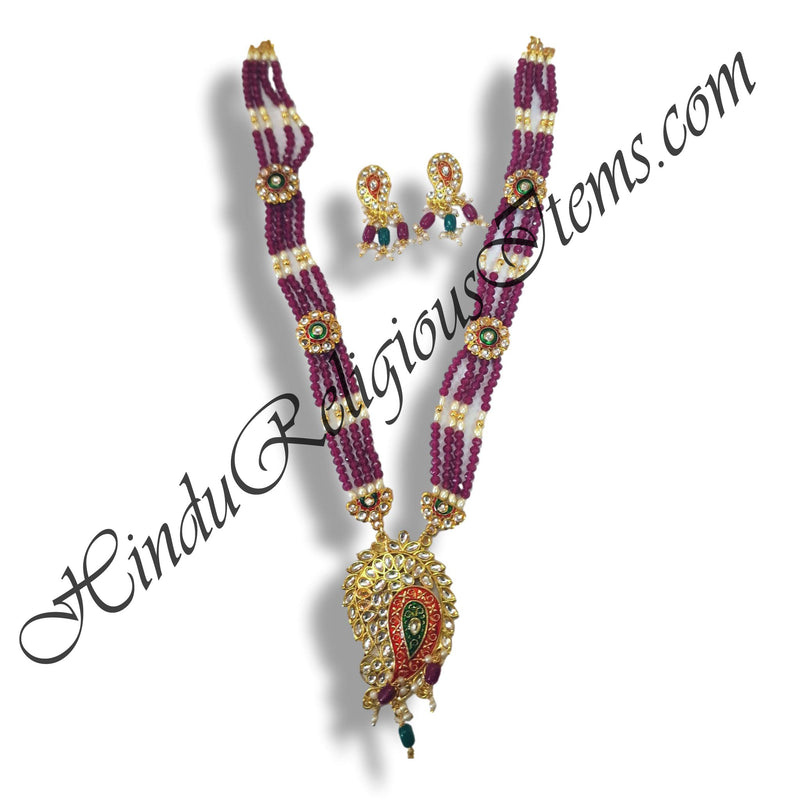 Colour Moti Mala With Golden Metal And Nang Daimond Choki