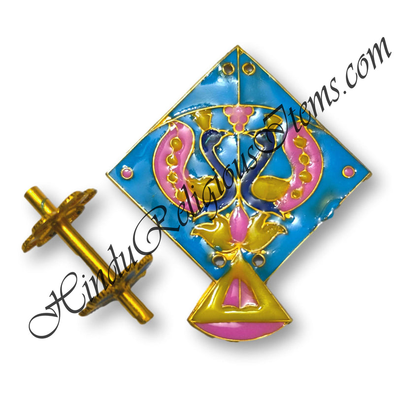 Golden Metal Meenakari Peacock Shape Kite(Patang) and Charkha (Firki) Set - Uttarayan Special