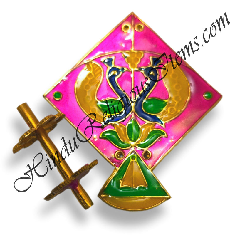 Golden Metal Meenakari Peacock Shape Kite(Patang) and Charkha (Firki) Set - Uttarayan Special