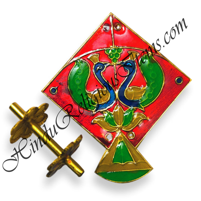 Golden Metal Meenakari Peacock Shape Kite(Patang) and Charkha (Firki) Set - Uttarayan Special