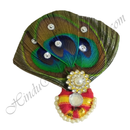 Red cotton Sadi Paag with three Mor-Chandrika and Moti Lad for Mastak Shringar of Shri Thakorji