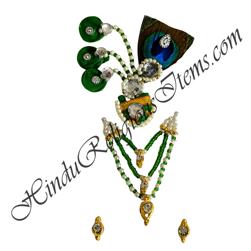 Premium Quality White Moti With Coloured Moti Mala Chitraji Set