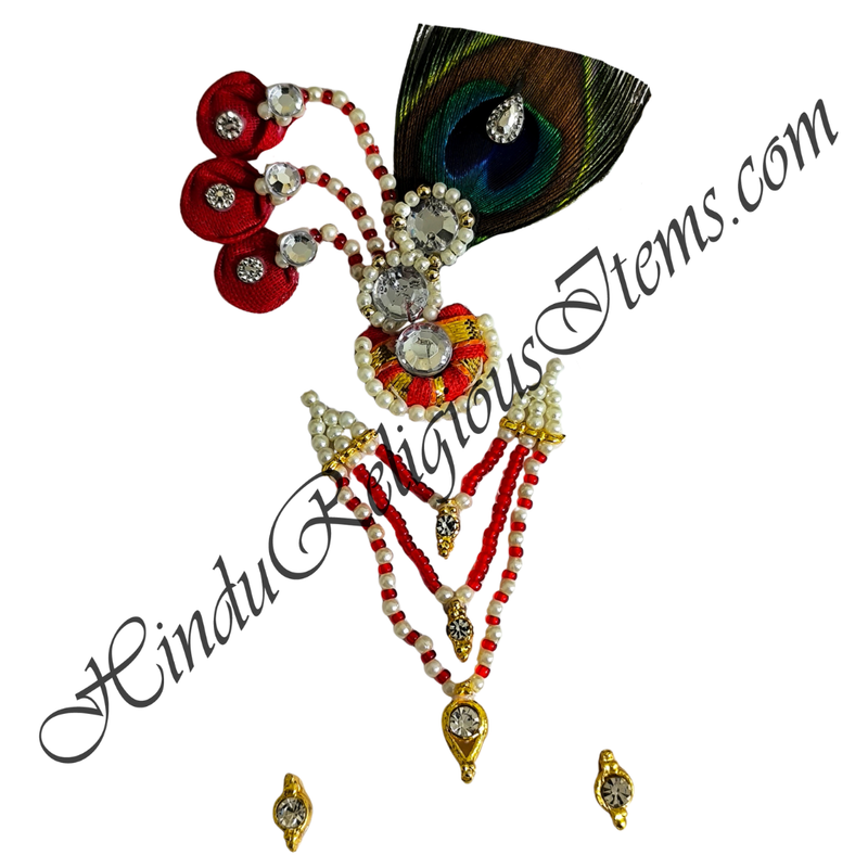 Premium Quality White Moti With Coloured Moti Mala Chitraji Set