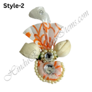 Cotton Chandan Print Sadi Paag With Kali Chandrika & Moti Lad Decoration & Diamond