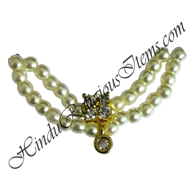 Premium Quality White Moti Gop Mala With AD Diamond