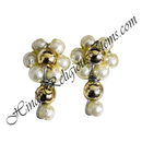 White Moti Kundal With Golden Moti